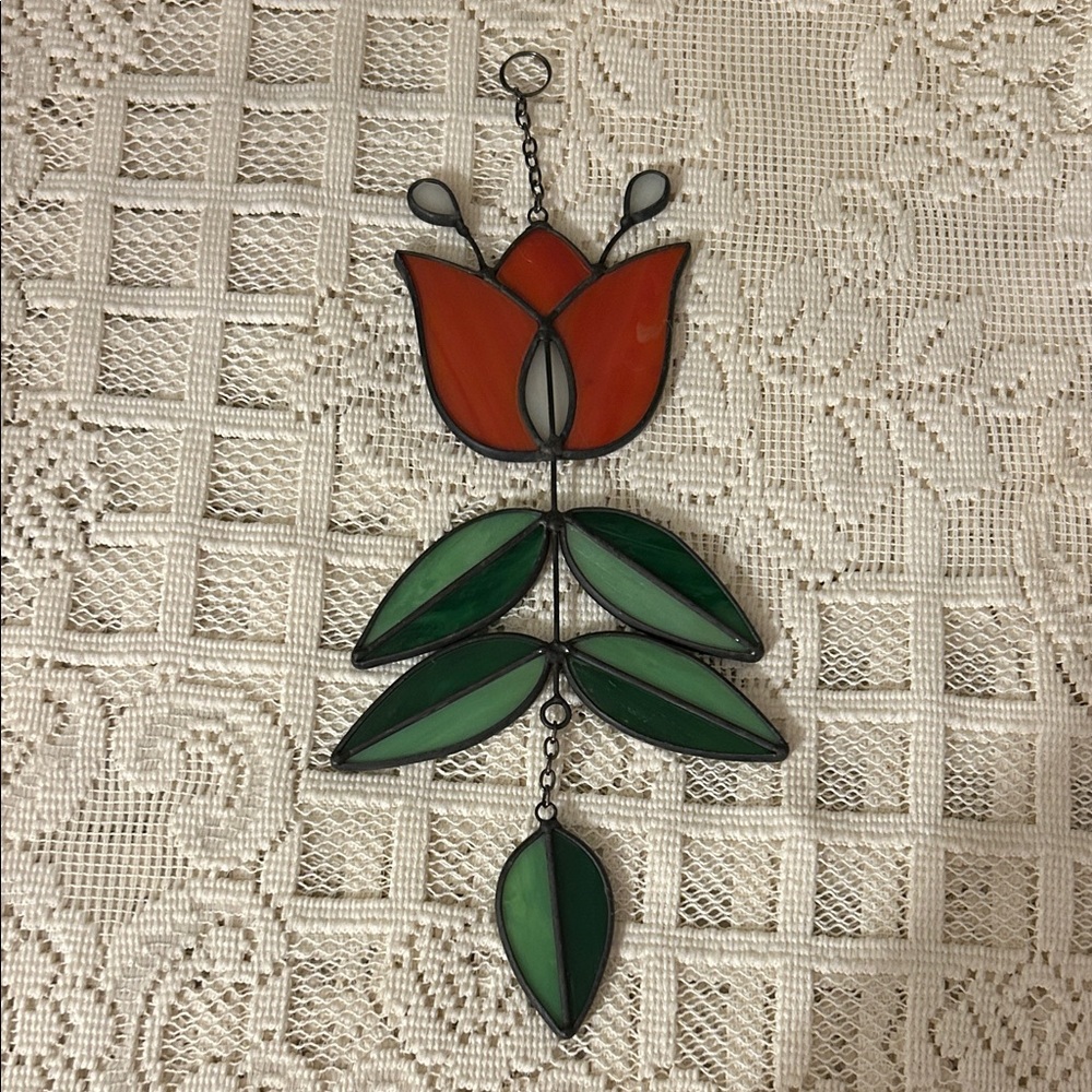 MintyWiz Vintage Inspired Flower Stained Glass Window Hanging